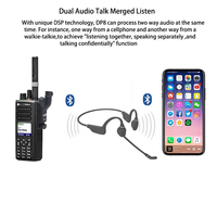 Earphone Walkie talkie kualitas tinggi, Headset konduksi tulang Bluetooth PTT untuk Ponsel Walkie talkie POC APP