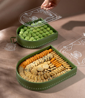 Boîtes cadeaux de luxe demi-cercle pour baklavas, coffret Ramadan, ensemble Eid, en cuir PU, boîte d'emballage personnalisée en acrylique transparent pour desserts et chocolats