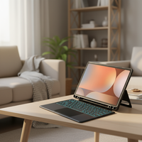 Clavier sans fil rétroéclairé RVB pleine taille de haute qualité avec pavé tactile, léger, rotation à 360 degrés, réglable multi-angles