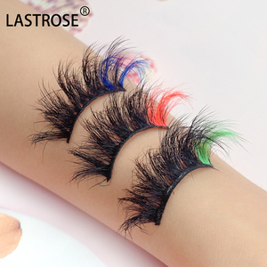 Vente en gros de faux-<span class=keywords><strong>cils</strong></span> de vison 3d, bandes colorées, duveteuses, 5d, 25mm, vente en gros - Product Image 4