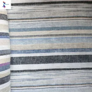 Batch stock cheap price cotton and linen fabric stripe for garments