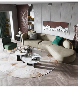 Juego de Sofás de Estilo Europeo Moderno, Diseño de Última Generación, Sofá Semicircular Tapizado en Tela de Peluche de Felpa Blanca para Sala de Estar - Product Image 6