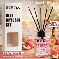 Ensemble diffuseur de parfum IKEDA 130 ml + recharge GRATUITE de 230 ml |   Parfum d'ambiance sans flamme |   Parfums de pêche et de lavande |   Vente en gros OEM YS