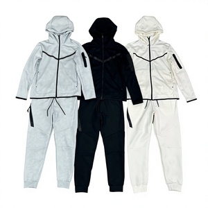 Women's Color Blocking Hooded Fleece Tracksuit Drawstring Closure Breathable Windproof Eco-Friendly 2 1 Design White Brown Full - Product Image 5