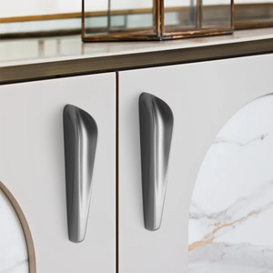 Furniture Handle Zinc Alloy Lever <b>Cabinet</b> Door Hardware Durable Contemporary Wardrobe Drawer Pull Gray Plated - Product Image 1