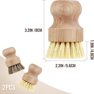 <span class=keywords><strong>2</strong></span> stuks milieuvriendelijke art deco design afwasborstels van hout voor potten, pannen en keukenreiniging, sisal palm materiaal, geschikt voor doopgelegenheden. - Product Image 2