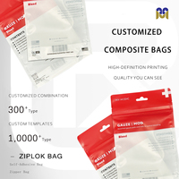 Sacs en plastique personnalisés avec fermeture éclair, pochette composite avec trou de suspension, sac d'emballage refermable pour gaze médicale, trousse de premiers soins