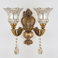 Applique murale en cristal classique en alliage de zinc rétro chambre lampe de chevet hôtel couloir antique luxe décoration éclairage intérieur