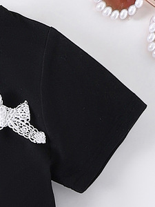 2025 été nouvelles filles nœud T manches + blanc princesse vent jupe costume filles vêtements ensembles - Product Image 4
