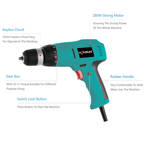 KONSUN 81111 Perceuse et tournevis électrique 280W Mandrin 10mm Vitesse variable Certifié GS Outil léger OEM Personnalisable - Product Image 2