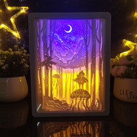 Lampe de nuit LED en acrylique, illusion 3D en papier découpé, lampe RGB 16 couleurs, télécommande tactile, USB, lumière de bureau à intensité variable