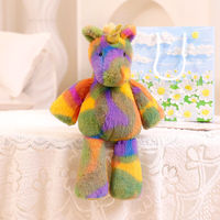 Peluche licorne arc-en-ciel super douce de 35 cm, peluche arc-en-ciel colorée, ours en peluche mignon, jouets en peluche, chien arc-en-ciel