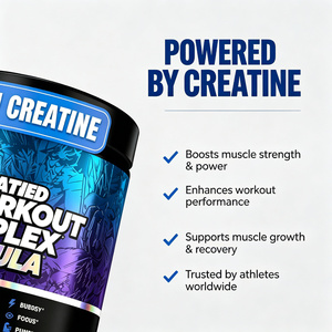 Polvo Pre-Entrenamiento Blue Razz OEM Personalizado, Fórmula Limpia con <span class=keywords><strong>Creatina</strong></span>, Beta <span class=keywords><strong>Alanina</strong></span> y Suministro Nutricional Diario para el Gimnasio, 30 Porciones - Product Image 2