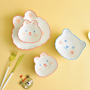 ชุดจานเซรามิกรูปกระต่ายน่ารักสำหรับเด็ก ภาชนะรูปสัตว์ ใช้กับไมโครเวฟได้ ปลอดภัยสำหรับเด็ก ชุดอาหารสำหรับเด็ก ฤดูใบไม้ผลิ 2022 - Product Image 5
