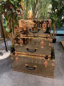 Vintage Clássico Mala De Aço Inoxidável com Rodízio Spinner para Armazenamento e Fins Decorativos - Product Image 3