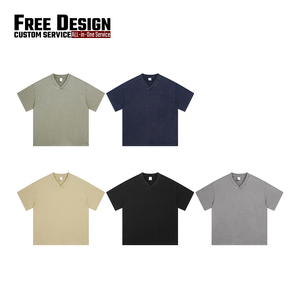 เสื้อยืดวินเทจผู้ชายสั่งทำพิเศษ ผ้าฝ้ายเนื้อหนัก 100% ลายบาติก คอวี ทรงหลวม เทคนิคการซักแบบวอช น้ำหนักผ้า 250 กรัม - Product Image 3