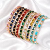 Collier tennis en laiton plaqué or véritable de haute qualité avec zircon et cristaux multicolores, élégant pour mariage et soirée, vente en gros