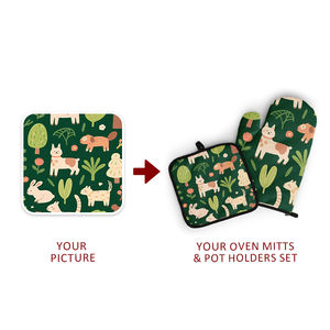 Mani personalizzate per cucina da forno con stampa termoisolante personalizzata all'ingrosso guanti da forno Snd set porta pentole - Product Image 5