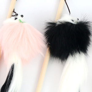 Juguete para Gatos Ecológico de 40 cm, Estilo Clásico Simple, de Madera y Plástico, con Plumas y Ratón, para Jugar - Product Image 3