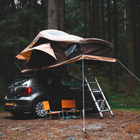 Carpa de techo de coche de carcasa dura impermeable al aire libre, tienda de techo SUV para 4 personas 4x4, carpa de techo de coche para acampar con anexo