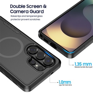 Étui de téléphone portable de luxe 2-en-1 hybride TPU PC noir antichoc magnétique mat avec charge sans fil pour S26 Ultra - Product Image 3