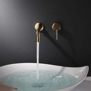 2025 Offre Spéciale moderne mitigeur de lavabo en nickel brossé mitigeur mural encastré en céramique pour robinet de salle de bain d'hôtel - Product Image 5