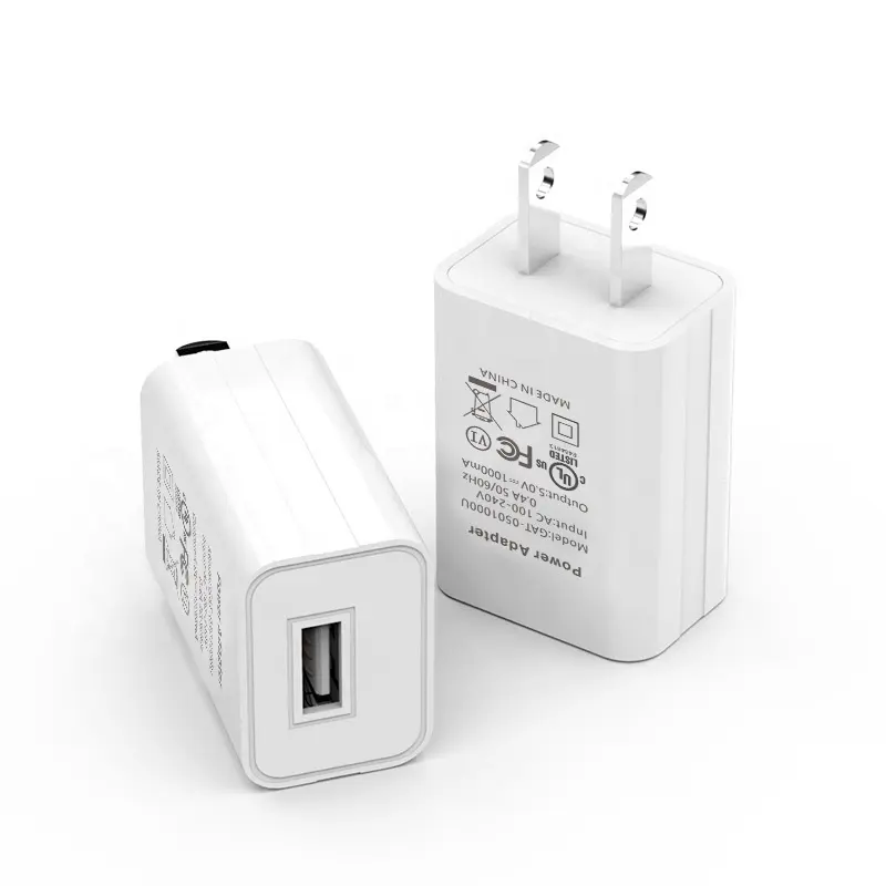 Wholesale UL FCC Listed USA US AC plug 5V 1A USB Wall Charger Adapter