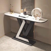 Table Console Ultra-Étroite Luxe Discret Moderne Simple Style Nordique Marbre Art Meuble d'Appoint d'Entrée Élégant