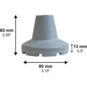 Puntas Antideslizantes para Muletas de 22 mm, 21 mm y 20 mm (x2 unidades), Férulas de Goma Grises KMINA K10036 - Product Image 4