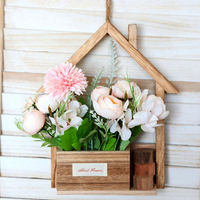 Pots à fleurs rectangulaires en bois de style farmhouse moderne et étagères murales, organisateur mural décoratif pour entrée