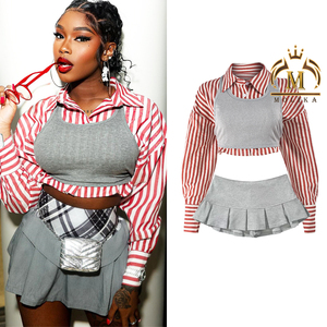 महिलाओं के आउटफिट वाली शर्ट रिबनियान + शॉर्ट्स स्कर्ट मैचिंग सेट आकस्मिक y2k दो टुकड़ा महिलाओं के कपड़े 2025 - Product Image 1