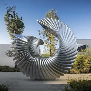 大きな屋外キネティック風現代抽象芸術ステンレス鋼ガーデン金属彫刻エクステリア