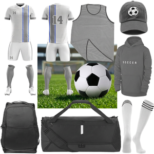 Conjunto Completo de Fútbol con Camiseta de Manga Corta, Pantalones Cortos Deportivos, Calcetines Deportivos a Juego y Balón de Fútbol para Entrenamientos - Product Image 1