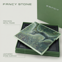 Plateau de rangement en quartzite vert Victoria FANCY STONE, finition cuir, pour la maison de luxe, le bureau, la coiffeuse, les cadeaux