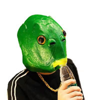 Masque de fête d'Halloween pour adultes, costume de carnaval amusant et mignon, tête de poisson verte, monstre Murloc, coiffe de poisson, Cospaly
