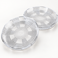 Plateau à collation polyvalent en verre transparent, assiette à dessert géométrique pressée pour la restauration hôtelière, les cafés et la table quotidienne.