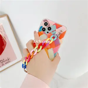 Lichicase Portátil Destacável Rainbow Chain Design Phone Case Para Motorola G13 G73 Cobertura De Proteção Completa