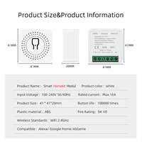 Mini Módulo de Interruptor Inteligente WiFi de 16A para HomeKit con Diseño Abatible para Uso en Hogar y Hotel, Material de PC