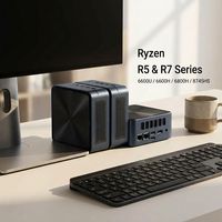 Mini PC NUC R5-6600U Baru 16GB DDR5 RAM 512GB M.2 SSD 2*RJ45 Komputer Kecil untuk Rumah dan Bisnis Windows Mini PC