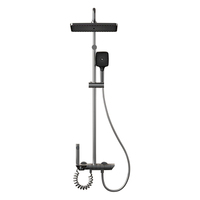 Ensemble de robinets de douche piano muraux à 4 voies en aluminium gris pistolet à écran LED Thermostatique Jet Soft Rain Slide Bar Salles de bains