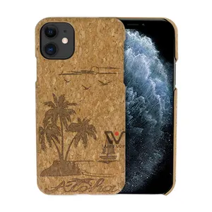 Best Selling Engraving Cork Wood Mobile Phone Case Wooden Shell For iPhone 11 12 13 14 15 Pro Max Plus Mobile Phone Accessories
