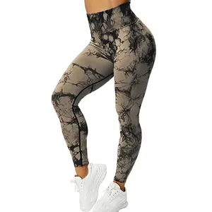 Tie Dye Naadloze Leggings Scrunch Butt Lift Push-Up Workout Compressie Panty Booty Workout Fitness Yoga Broek Gym Legging