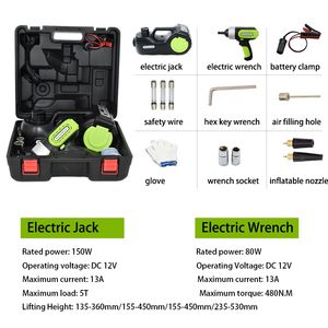 12V <b>Car</b> Repair Tools Portable 5T Set Quick Lifting Auto Tire Wrench <b>Inflation</b> Pump Kit - Product Image 1