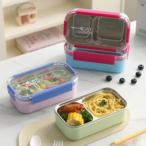 Boîte à lunch rectangulaire en acier inoxydable Swy 304, grande capacité, avec couvercle en plastique à boucle, pour adultes, bureau, étudiants - Product Image 5