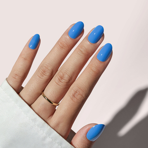 BTArtbox Corto Oval Stick On Nails Press Venta al por mayor Acrílico Hecho a mano Puntas de <span class=keywords><strong>uñas</strong></span> Color sólido Gel suave Azul Grueso Prensa en las <span class=keywords><strong>uñas</strong></span> - Product Image 1