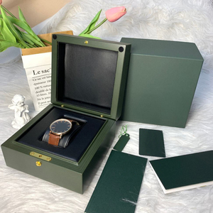 Custom Logo Wooden Watch Box with Green Piano <b>Paint</b> Finish Gift Packaging <b>Set</b> Includes Card & Certificate Storage for Men - Product Image 3
