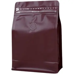 Bolsas de café de pie compostables con válvula, color negro/Blanco/azul/marrón/rojo/rosa/verde/amarillo/plata, 320 micras