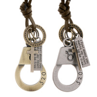 Punk homme collier fait à la main Vintage en cuir menottes pendentif corde chaîne colliers hommes et femmes menottes bijoux accessoires cadeau