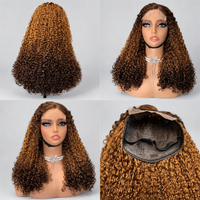 Perruques Lace Front en Cheveux Humains Super Double Drawn Sans Colle, Densité 250%, Boucles Pixie, Cheveux Brésiliens, pour Femmes Noires