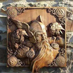 Odin Corbeau Viking Myth Statue Résine Artisanat Statue Tenture Murale Décoration de La Maison Souvenir Logo Personnalisé <span class=keywords><strong>Europe</strong></span> Ange Artificiel - Product Image 1